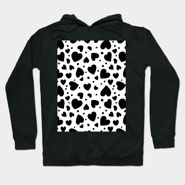 black hearts seamless pattern design print Hoodie by Spinkly